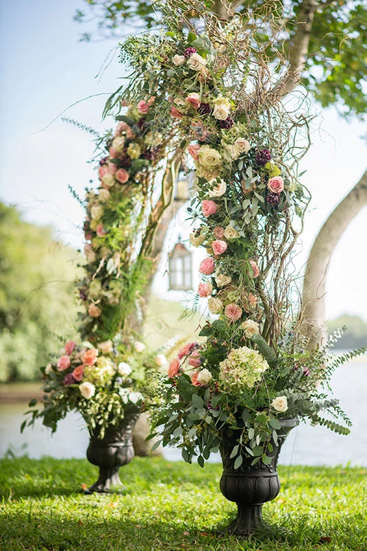 English garden inspired wedding arch